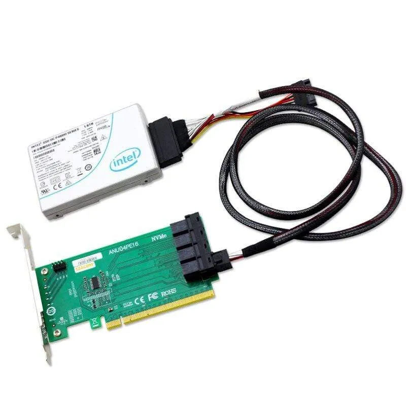 ANU04PE16 NVMe-Controller SFF8643-SFF8639 4-Port PCIe3.0 X16 SSD Exp Riser (nicht mit Kabeln, unterstützt nicht LSI 8643*2 bis 8639*2 ）