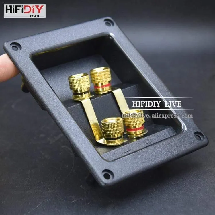 HIFIDIY LIVE Lautsprecher-Klemmenkastengehäuse, 4 Kupfer-Bindungspfosten (Installationsloch 94 x 74 mm), Drahtkabelstecker/Lautsprecher-Anschlussdose