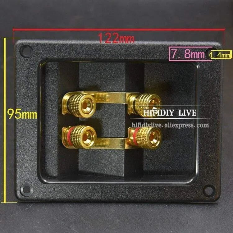 HIFIDIY LIVE Lautsprecher-Klemmenkastengehäuse, 4 Kupfer-Bindungspfosten (Installationsloch 94 x 74 mm), Drahtkabelstecker/Lautsprecher-Anschlussdose