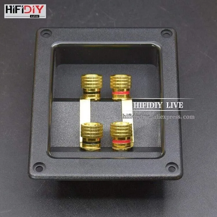 HIFIDIY LIVE Lautsprecher-Klemmenkastengehäuse, 4 Kupfer-Bindungspfosten (Installationsloch 94 x 74 mm), Drahtkabelstecker/Lautsprecher-Anschlussdose