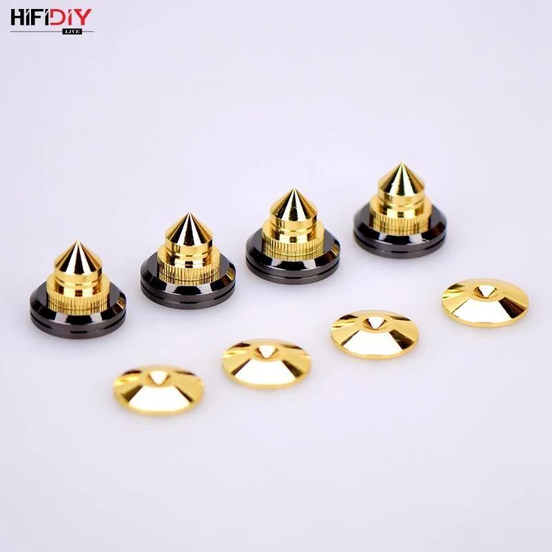 HIFIDIY LIVE 4 Sets oder 4 PCS Lautsprecher Standfüße Fußpolster Zinklegierung Metall (NICHT reines Kupfer) Spikes Kegel Boden Fußnagel M28 * 26