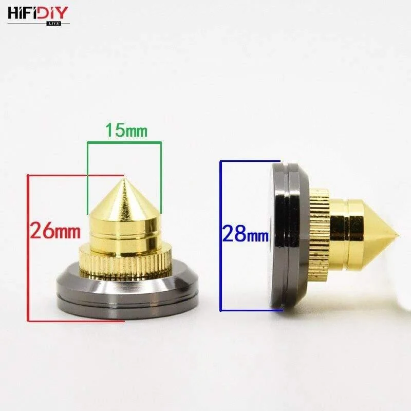 HIFIDIY LIVE 4 Sets oder 4 PCS Lautsprecher Standfüße Fußpolster Zinklegierung Metall (NICHT reines Kupfer) Spikes Kegel Boden Fußnagel M28 * 26