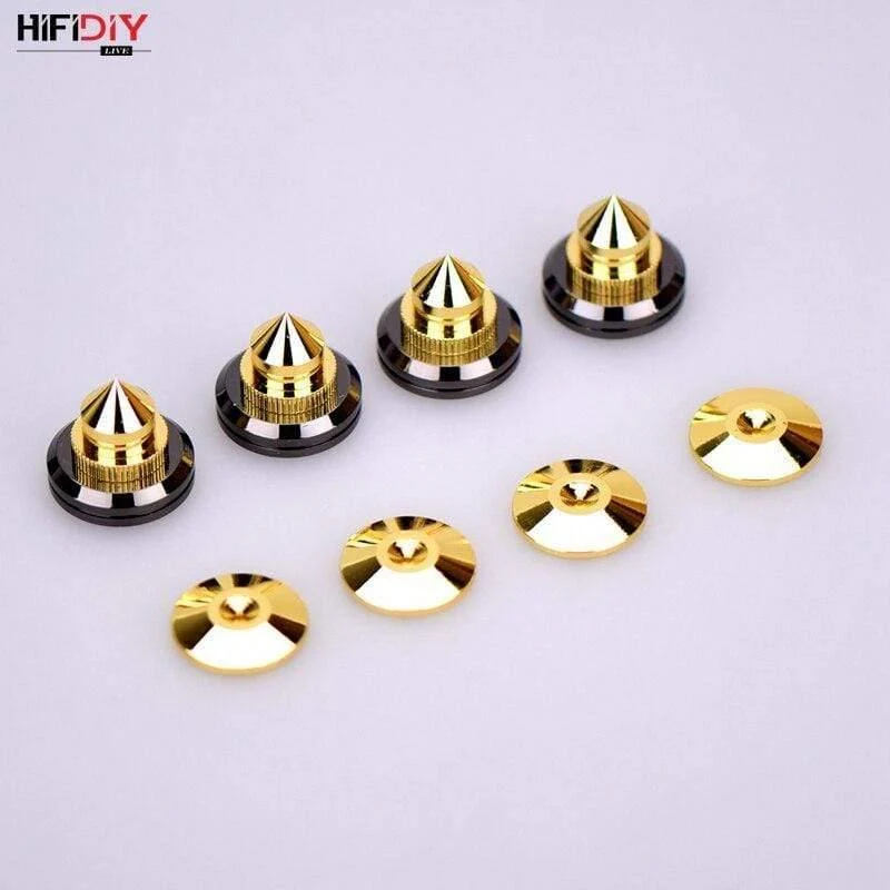 HIFIDIY LIVE 4 Sets oder 4 PCS Lautsprecher Standfüße Fußpolster Zinklegierung Metall (NICHT reines Kupfer) Spikes Kegel Boden Fußnagel M28 * 26