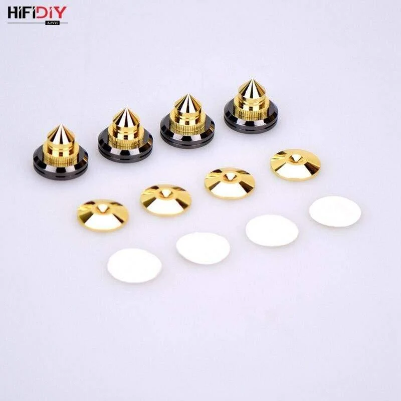 HIFIDIY LIVE 4 Sets oder 4 PCS Lautsprecher Standfüße Fußpolster Zinklegierung Metall (NICHT reines Kupfer) Spikes Kegel Boden Fußnagel M28 * 26