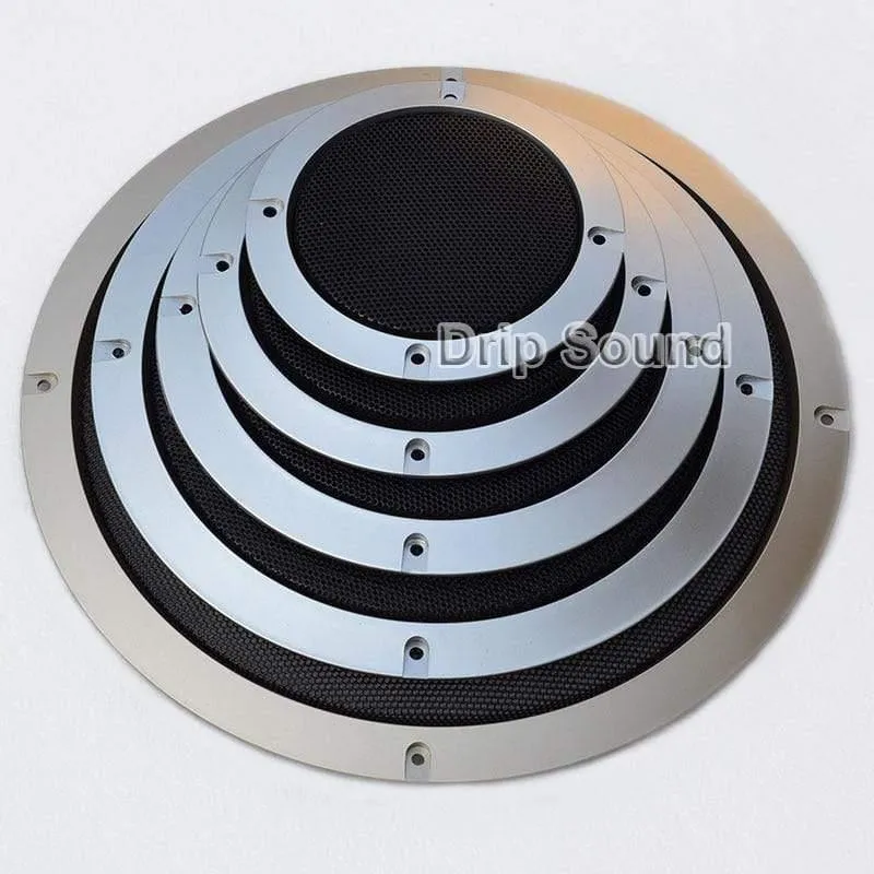 Für 2"/3"/4"/5"/6.5"/8"/10" Zoll Auto-Audio-Lautsprecher-Konvertierungsnetzabdeckung, dekoratives kreisförmiges Metallgitter #Silber + Schwarz