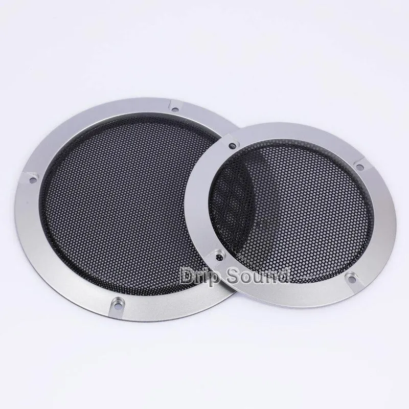 Für 2"/3"/4"/5"/6.5"/8"/10" Zoll Auto-Audio-Lautsprecher-Konvertierungsnetzabdeckung, dekoratives kreisförmiges Metallgitter #Silber + Schwarz
