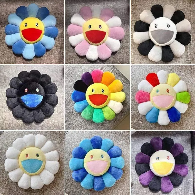 40cm-60cm Sonnenblumenkissen Weiche Blume Gefüllte Puppe Kawaii Kaikai Kiki Buntes Plüschtierkissen Geschenk Sonnenblumenkissen