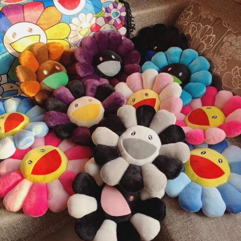 40cm-60cm Sonnenblumenkissen Weiche Blume Gefüllte Puppe Kawaii Kaikai Kiki Buntes Plüschtierkissen Geschenk Sonnenblumenkissen