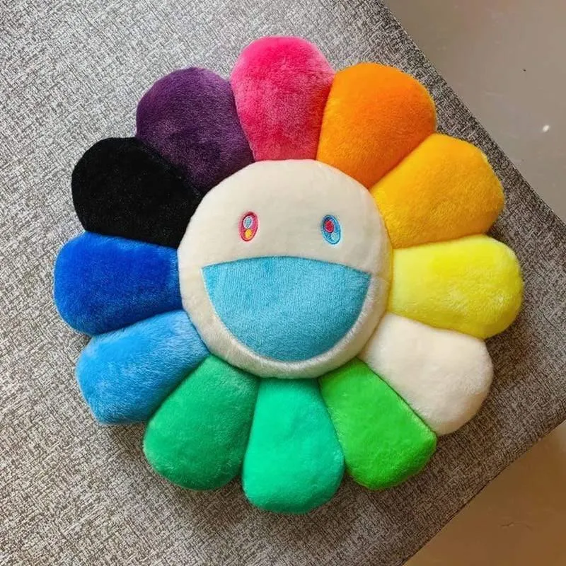 40cm-60cm Sonnenblumenkissen Weiche Blume Gefüllte Puppe Kawaii Kaikai Kiki Buntes Plüschtierkissen Geschenk Sonnenblumenkissen
