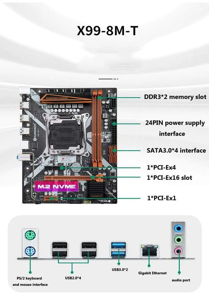 X99-8M-T Motherboard unterstützt Intel XEON E5 X99 LGA2011-3 alle Serien DDR3 RECC NON-ECC Speicher NVME USB3.0 SATA MATX