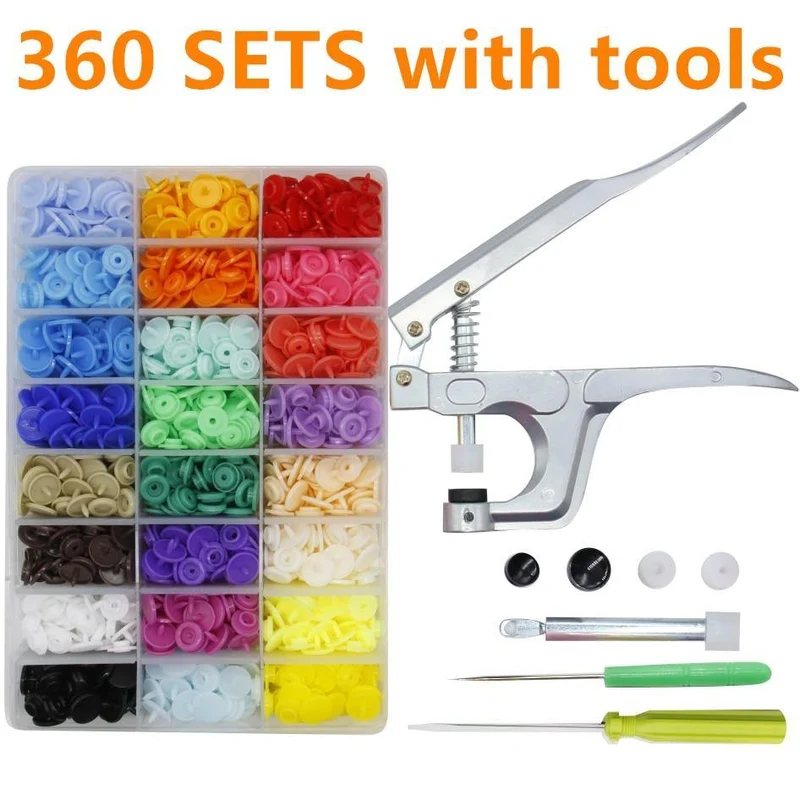 U-förmiger Verschluss Druckknöpfe & 360 Sätze T5 Druckknöpfe Kunststoffknöpfe Kit Druckknöpfe Stoffknöpfe DIY Näh- und Bastelwerkzeug