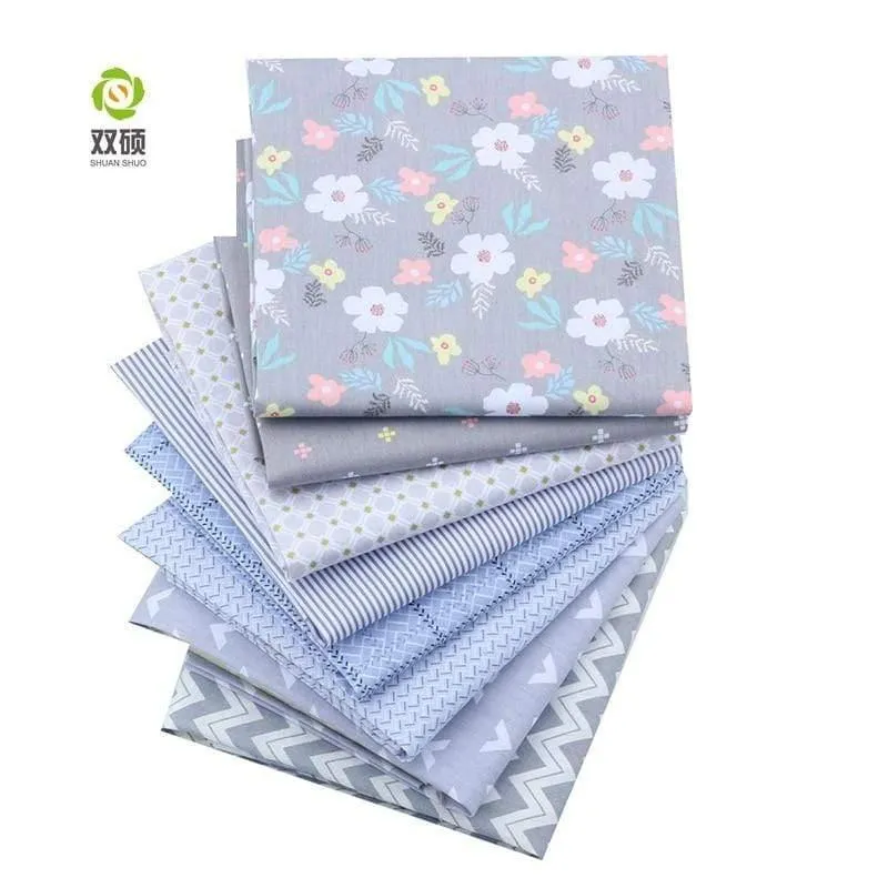 Shuanshuo 8 Stück/Lot, graue geometrische Serie, bedruckter Twill-Baumwollstoff, Patchwork-Stoff für DIY Nähen, Quilten, Baby- und Kindermaterial
