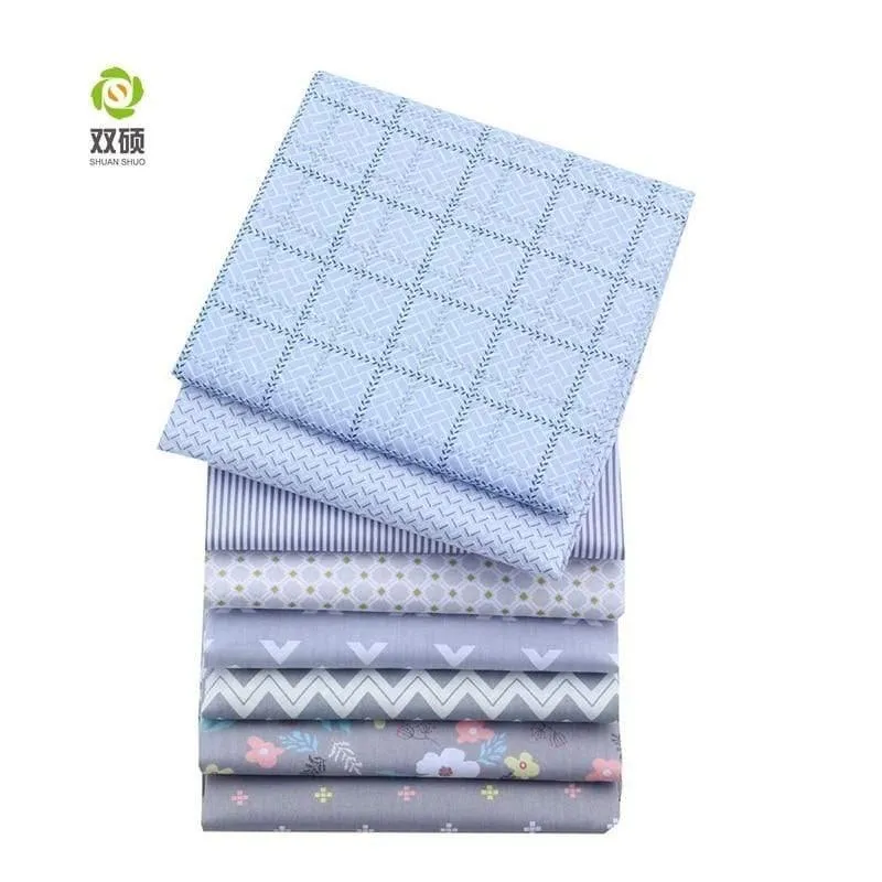 Shuanshuo 8 Stück/Lot, graue geometrische Serie, bedruckter Twill-Baumwollstoff, Patchwork-Stoff für DIY Nähen, Quilten, Baby- und Kindermaterial