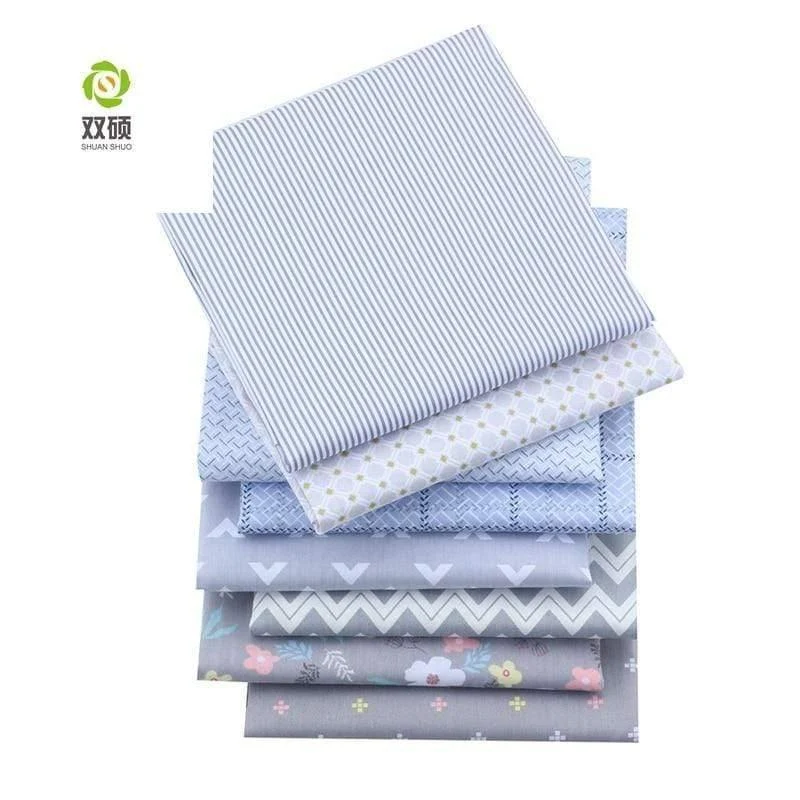 Shuanshuo 8 Stück/Lot, graue geometrische Serie, bedruckter Twill-Baumwollstoff, Patchwork-Stoff für DIY Nähen, Quilten, Baby- und Kindermaterial