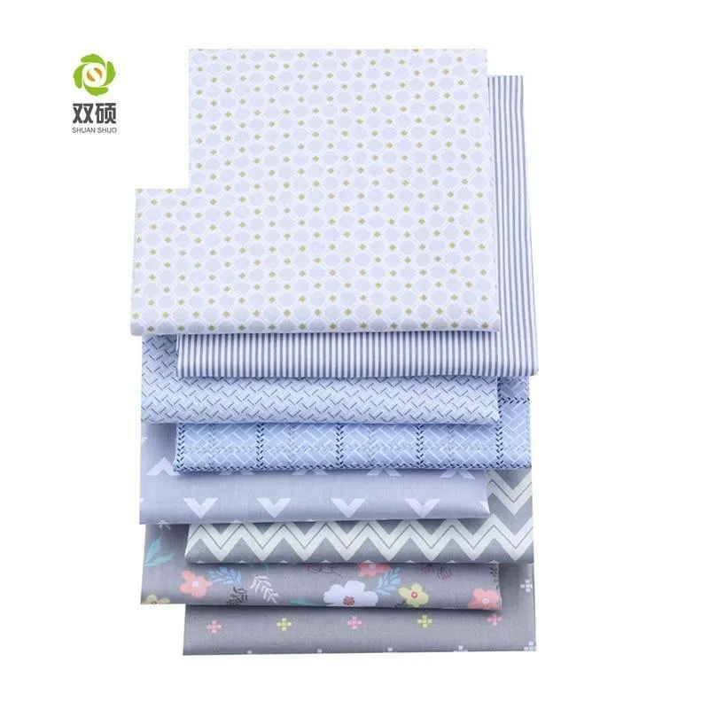 Shuanshuo 8 Stück/Lot, graue geometrische Serie, bedruckter Twill-Baumwollstoff, Patchwork-Stoff für DIY Nähen, Quilten, Baby- und Kindermaterial