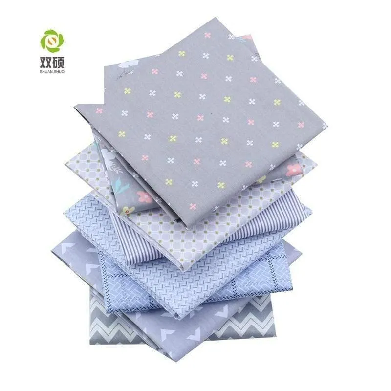 Shuanshuo 8 Stück/Lot, graue geometrische Serie, bedruckter Twill-Baumwollstoff, Patchwork-Stoff für DIY Nähen, Quilten, Baby- und Kindermaterial