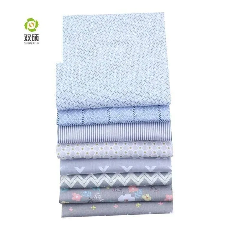 Shuanshuo 8 Stück/Lot, graue geometrische Serie, bedruckter Twill-Baumwollstoff, Patchwork-Stoff für DIY Nähen, Quilten, Baby- und Kindermaterial