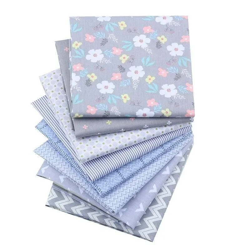 Shuanshuo 8 Stück/Lot, graue geometrische Serie, bedruckter Twill-Baumwollstoff, Patchwork-Stoff für DIY Nähen, Quilten, Baby- und Kindermaterial