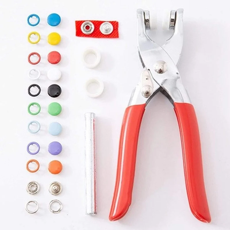9.5/10mm 100/200Sets Metall Kleidung Nähen Knöpfe Zinken Ring Druckknöpfe Druckknöpfe + Clip Zange nähen zubehör DIY