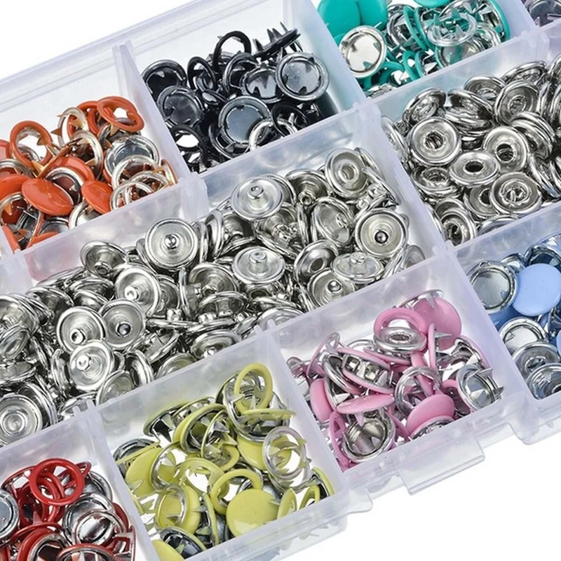 9.5/10mm 100/200Sets Metall Kleidung Nähen Knöpfe Zinken Ring Druckknöpfe Druckknöpfe + Clip Zange nähen zubehör DIY