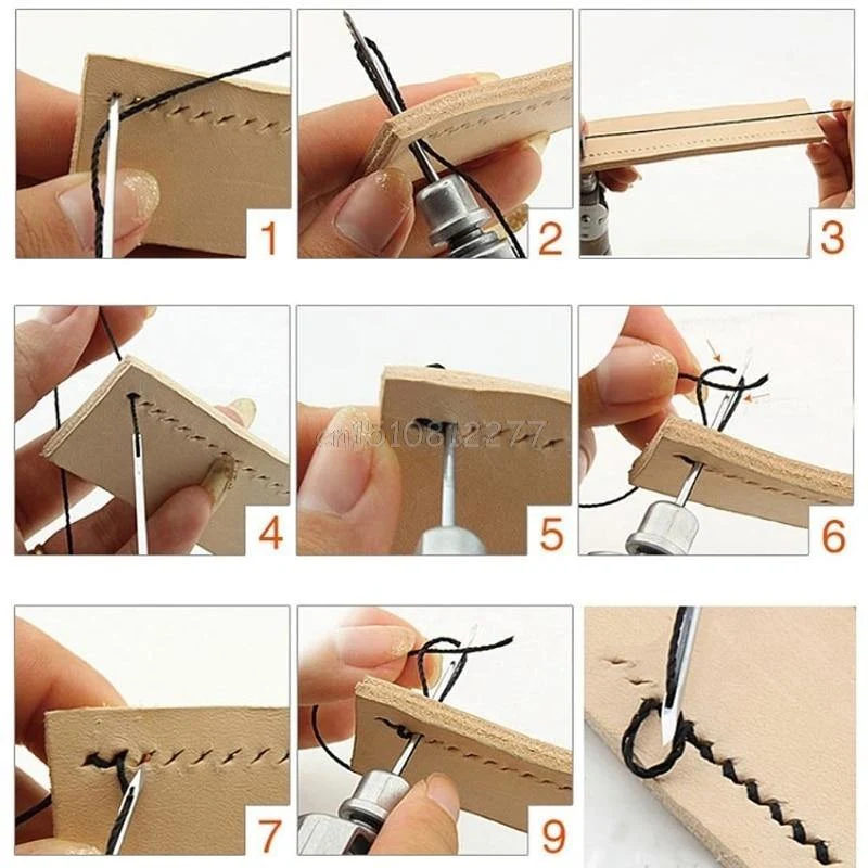 Leathercraft Lock Stitch Nähen Ahle Faden Kit Nadeln Stitch Leder Stoff Lebensmittel # H0VH # Drop Shipping