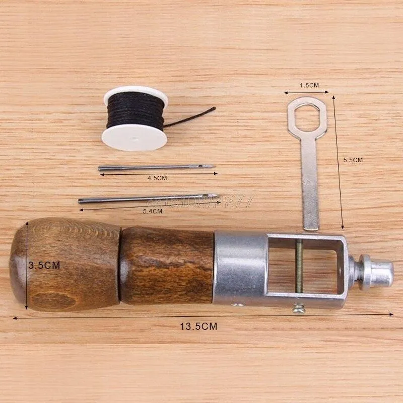 Leathercraft Lock Stitch Nähen Ahle Faden Kit Nadeln Stitch Leder Stoff Lebensmittel # H0VH # Drop Shipping