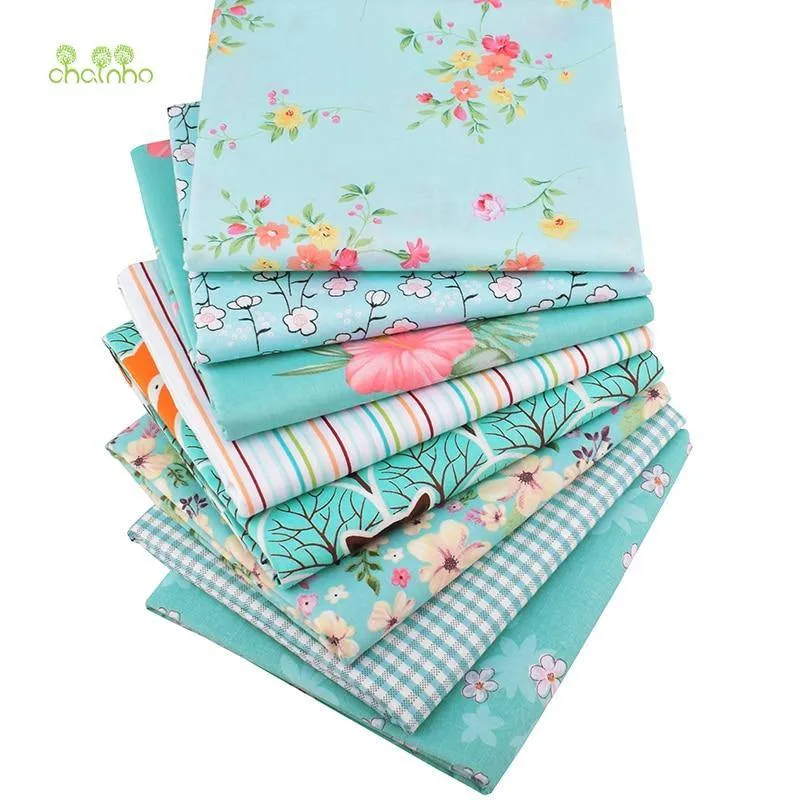 Chainho, Grün Floral Serie, 8 teile/los, Gedruckt Twill Baumwolle Stoff, Patchwork Tuch, DIY Nähen Quilten Material Für Baby & Kinder