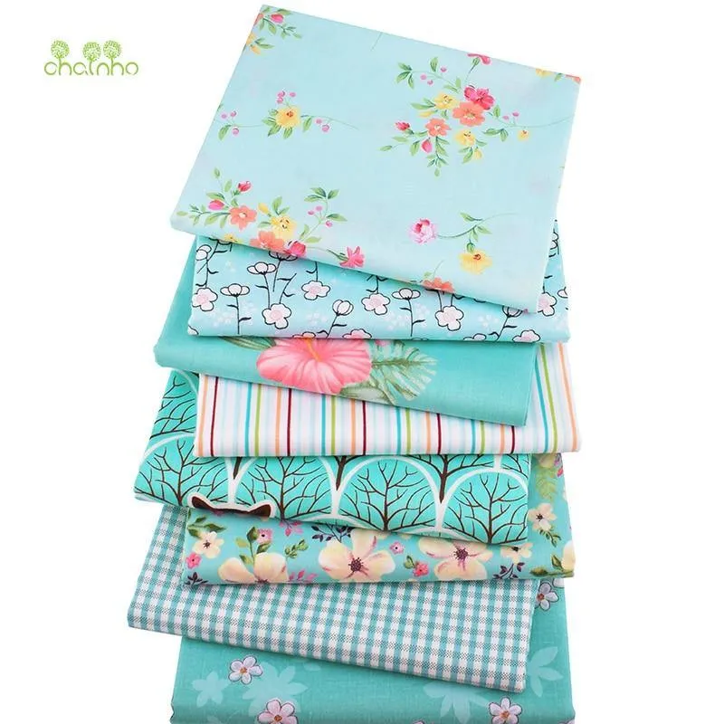 Chainho, Grün Floral Serie, 8 teile/los, Gedruckt Twill Baumwolle Stoff, Patchwork Tuch, DIY Nähen Quilten Material Für Baby & Kinder