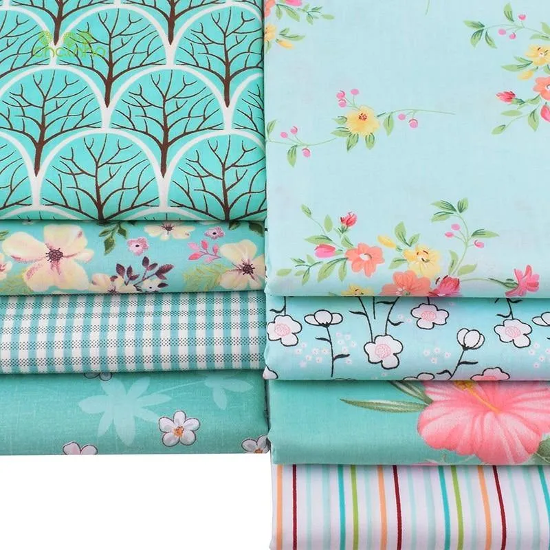 Chainho, Grün Floral Serie, 8 teile/los, Gedruckt Twill Baumwolle Stoff, Patchwork Tuch, DIY Nähen Quilten Material Für Baby & Kinder