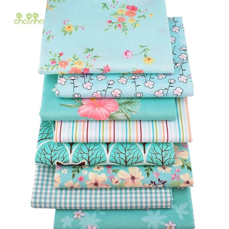 Chainho, Grün Floral Serie, 8 teile/los, Gedruckt Twill Baumwolle Stoff, Patchwork Tuch, DIY Nähen Quilten Material Für Baby & Kinder