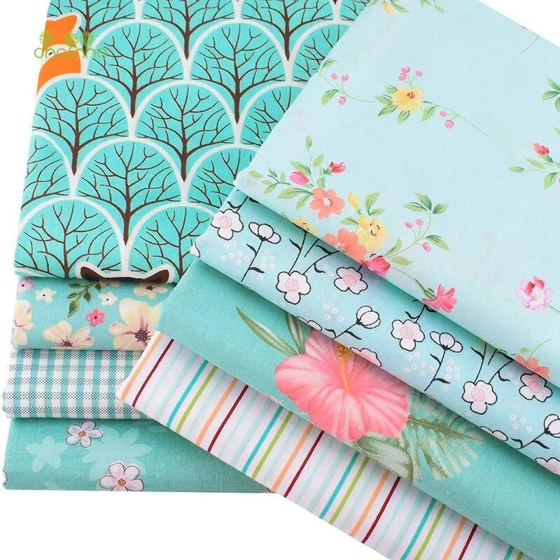 Chainho, Grün Floral Serie, 8 teile/los, Gedruckt Twill Baumwolle Stoff, Patchwork Tuch, DIY Nähen Quilten Material Für Baby & Kinder