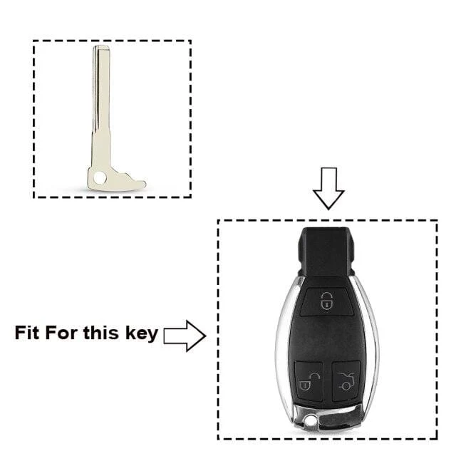Ersatz-Smart-Key-Rohling für Mercedes Benz 2008 AESG CLK SLK ML-Klasse W220 Smart Chrome ungeschnittener Schlüsselblatteinsatz