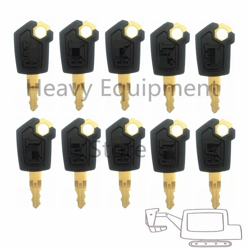 10 PCS Kupfer Schlüssel Für Caterpillar CAT Schwere Ausrüstung Zündung Loader Bagger Planierraupe Metall & Kunststoff Schwarz & Gold Hohe Qualität