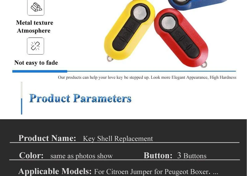 3-Tasten-Fernbedienung, aufklappbares Schlüsselanhängergehäuse für Citroen Jumper Nemo, Fit, Peugeot Boxer Bipper 2008–2015, Ersatzgehäuse