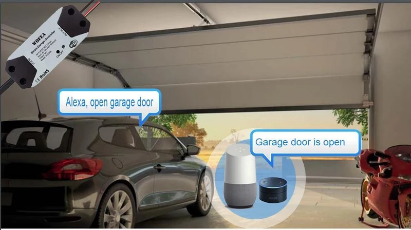 Wofea Garagentoröffner Wifi-Fernbedienung Supprot Alexa Google Home Voice Remote-Arbeit mit Tuyasmart & Smartlife APP