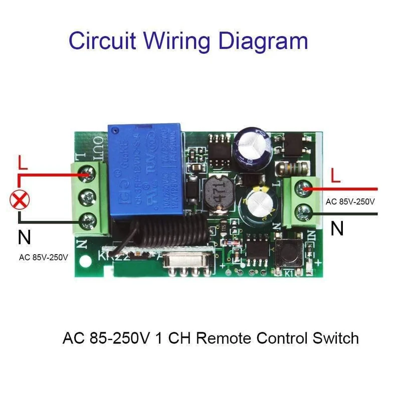 Rubrum 433MHz Universal Wireless-Fernbedienung AC 110V 220V 1CH RF Relais und Sender Fernbedienung Garagentor Licht Lüfter Home DIY