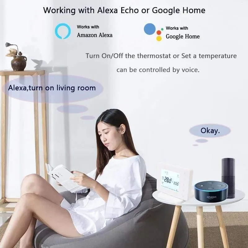 Beok WiFi & RF Wireless Thermostat für die Heizung von Gaskesselräumen Smart Remote Temperature Controller funktioniert mit Google Home Alexa (BOT306RF-WIFI 220V-240V)