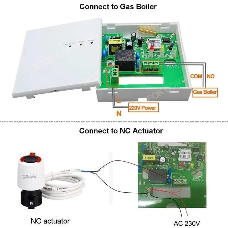 Beok WiFi & RF Wireless Thermostat für die Heizung von Gaskesselräumen Smart Remote Temperature Controller funktioniert mit Google Home Alexa (BOT306RF-WIFI 220V-240V)