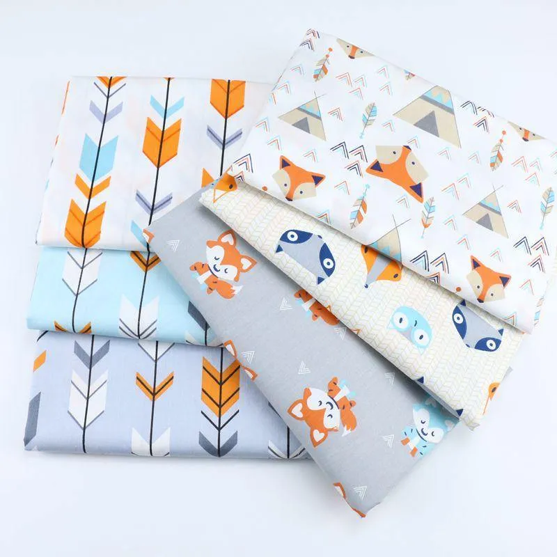 Meterware, Cartoon-bedruckter Kinder-Baumwoll-Quiltstoff, halber Meter zum DIY-Nähen, Patchwork-Stoff, Blattstoff