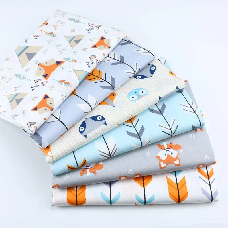 Meterware, Cartoon-bedruckter Kinder-Baumwoll-Quiltstoff, halber Meter zum DIY-Nähen, Patchwork-Stoff, Blattstoff