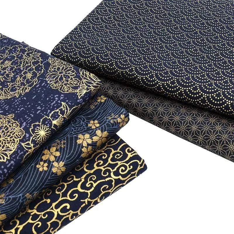 Navy Cotton Fabric By Half Yards Japanischer Nähstoff für DIY Kimono Handwerksmaterialien für Kinder TJ1023