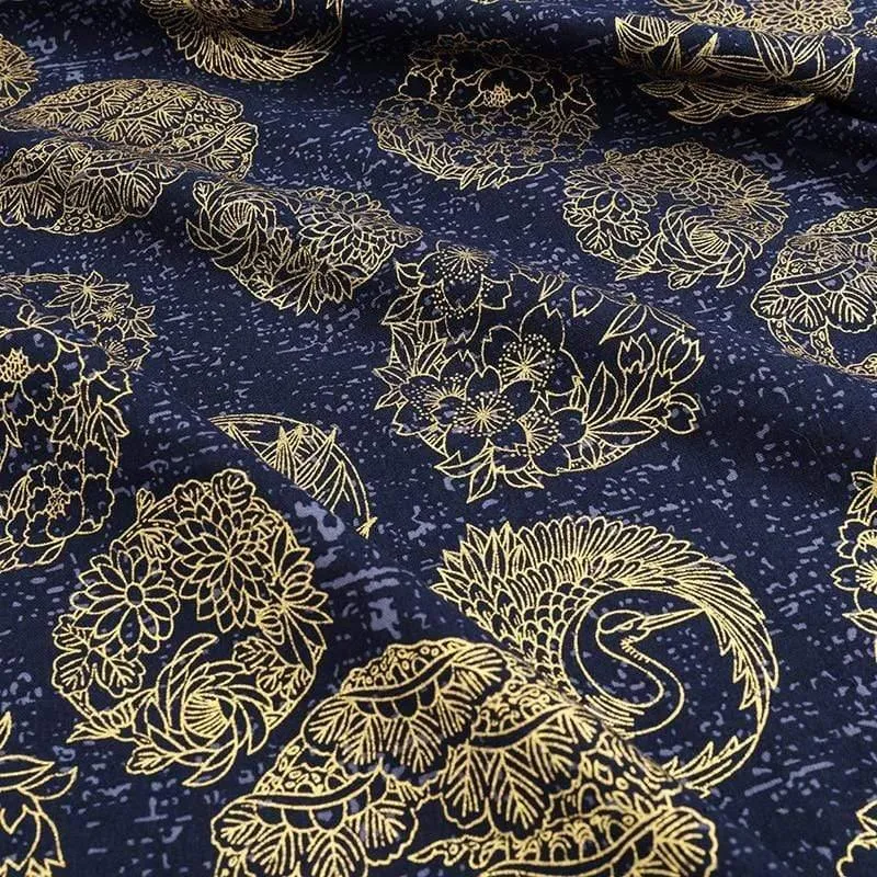 Navy Cotton Fabric By Half Yards Japanischer Nähstoff für DIY Kimono Handwerksmaterialien für Kinder TJ1023