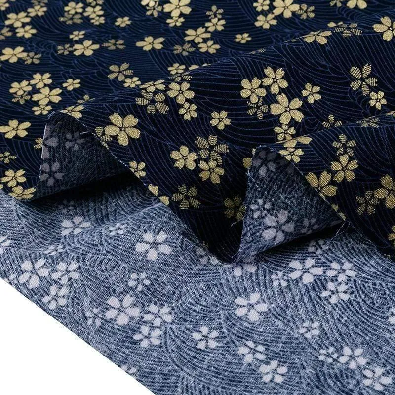 Navy Cotton Fabric By Half Yards Japanischer Nähstoff für DIY Kimono Handwerksmaterialien für Kinder TJ1023