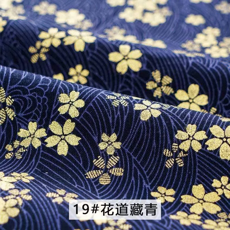 Navy Cotton Fabric By Half Yards Japanischer Nähstoff für DIY Kimono Handwerksmaterialien für Kinder TJ1023