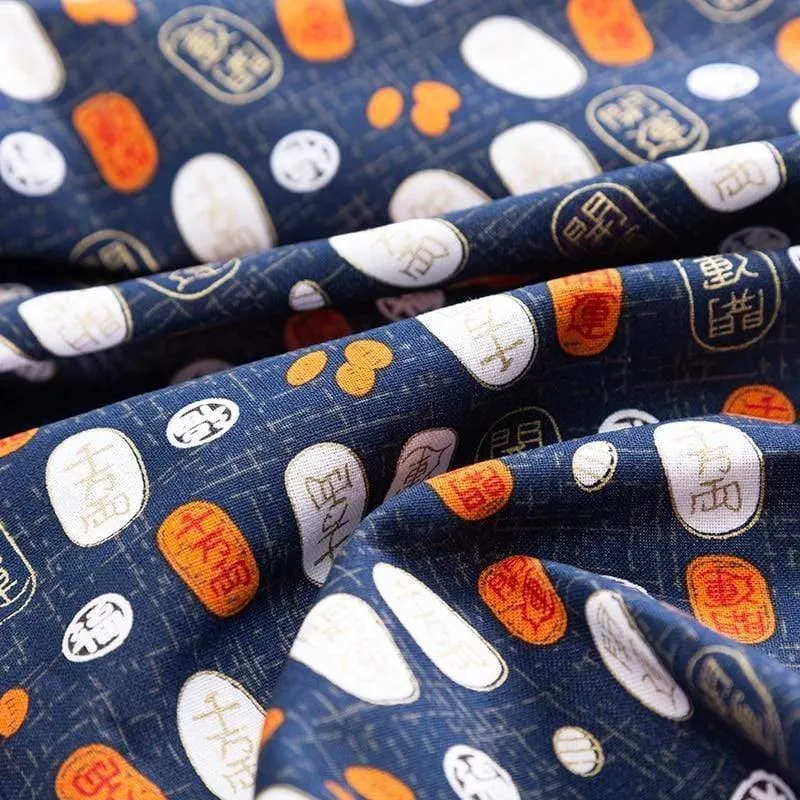 Navy Cotton Fabric By Half Yards Japanischer Nähstoff für DIY Kimono Handwerksmaterialien für Kinder TJ1023