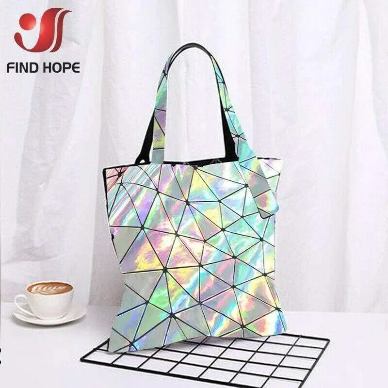 Laser-irisierendes geometrisches PU-Kunstledergewebe, synthetisches Material für Taschen, Schleifen, Bastelarbeiten, DIY-Schmuck, Kleidung, Nähmaterial