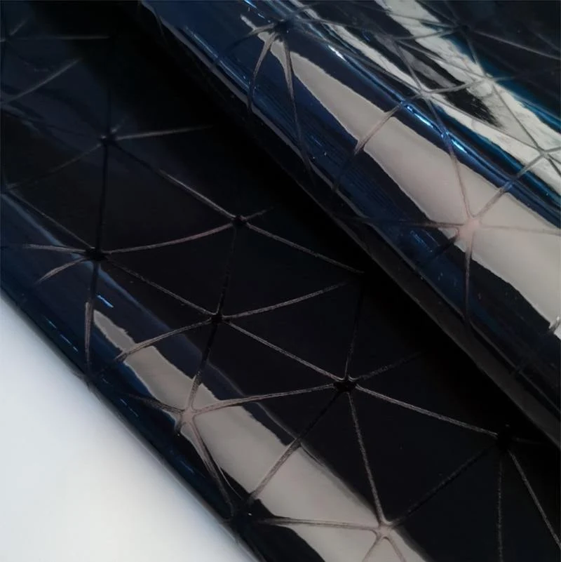 Laser-irisierendes geometrisches PU-Kunstledergewebe, synthetisches Material für Taschen, Schleifen, Bastelarbeiten, DIY-Schmuck, Kleidung, Nähmaterial