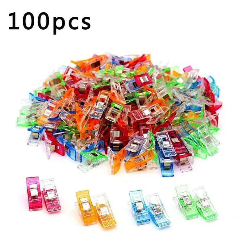 100 Stück bunte Nähklammern, Kunststoffklammern, Steppdecken, Basteln, Häkeln, Stricken, Sicherheitsklammern, Bindeklammern, Papier-Nähwerkzeuge (mehrfarbig)