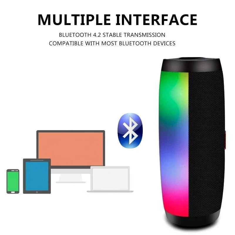 Drahtloser Bluetooth-Lautsprecher LED Tragbare Boombox Außenbasssäule Subwoffer Soundbox mit Mikrofonunterstützung TF FM USB