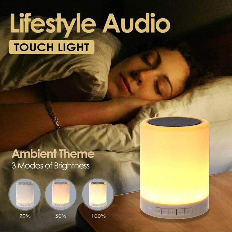 Tragbarer drahtloser Bluetooth-Lautsprecher, Mini-Player, Touch-Pat-Licht, buntes LED-Nachtlicht, Nachttischlampe für besseren Schlaf